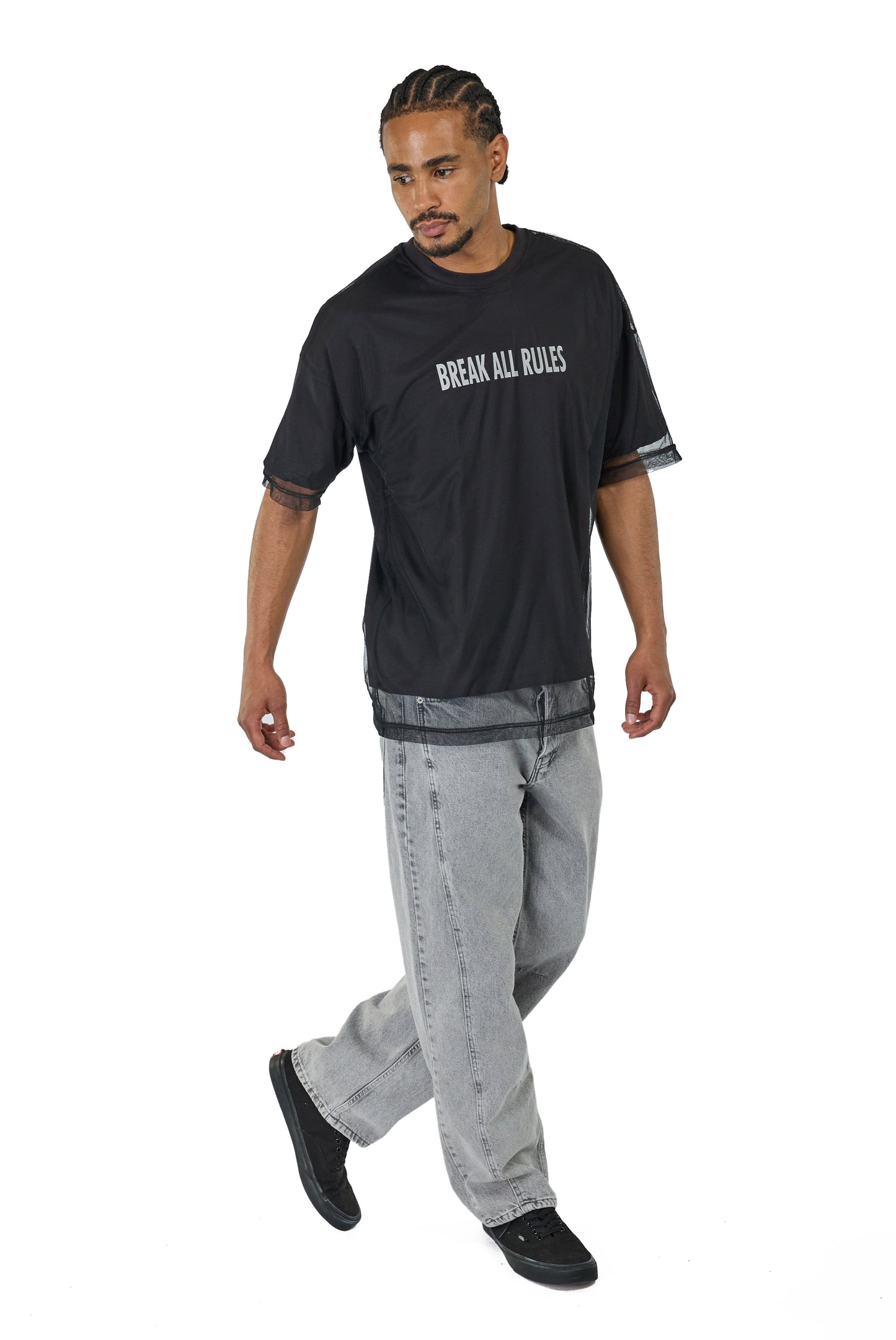 Herren T-Shirt, Oversize Fit, "BREAK ALL RULES", Modell 23Y-333, Weiß oder Schwarz