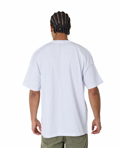 Men's T-shirt, oversize fit, "Mentalist" print, model Y118, white