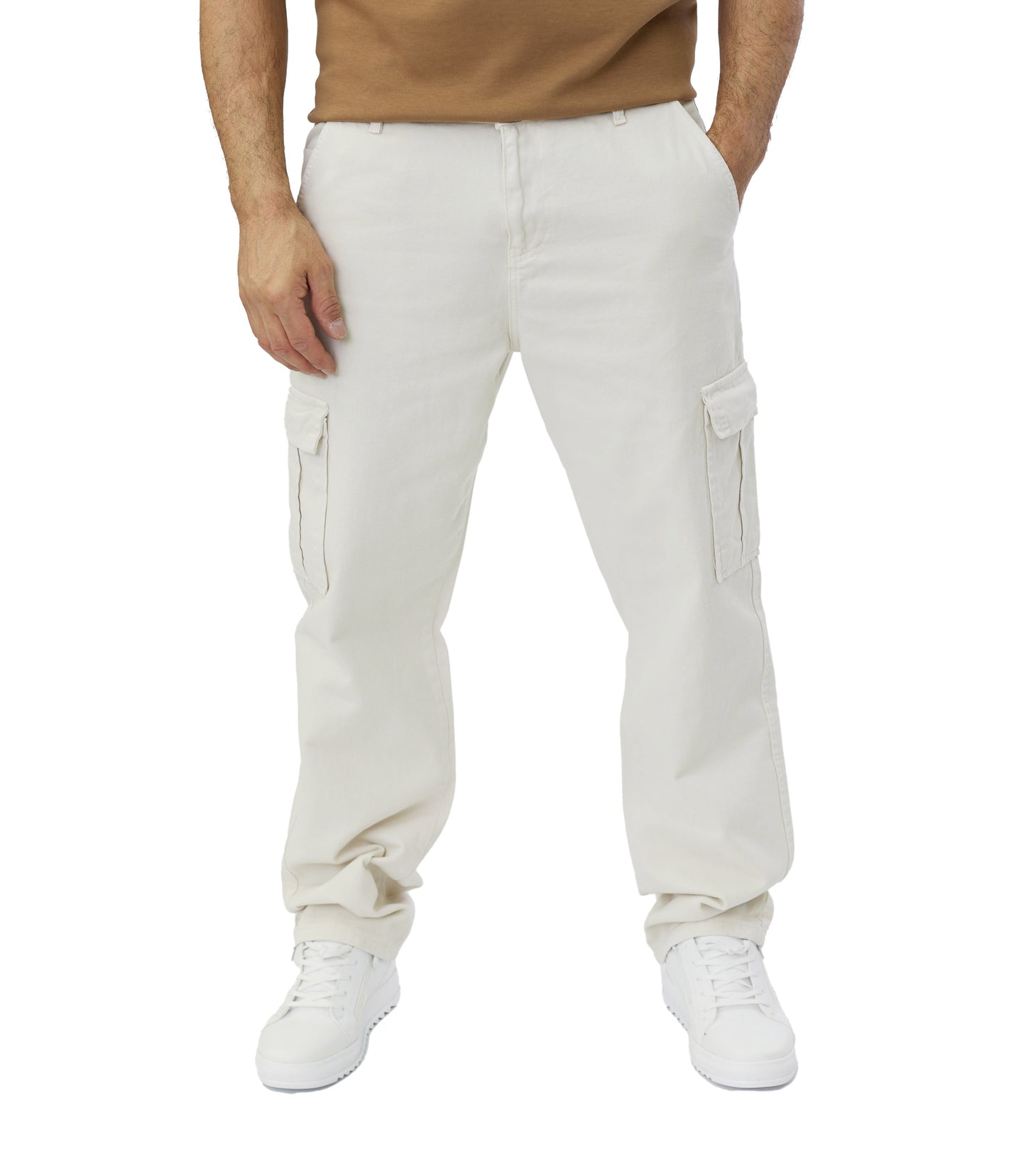 Men's 2-Pocket Cargo Pants Jeans, Baggy Style, Model 5092, Beige, Brown, Olive, Khaki or Cream 