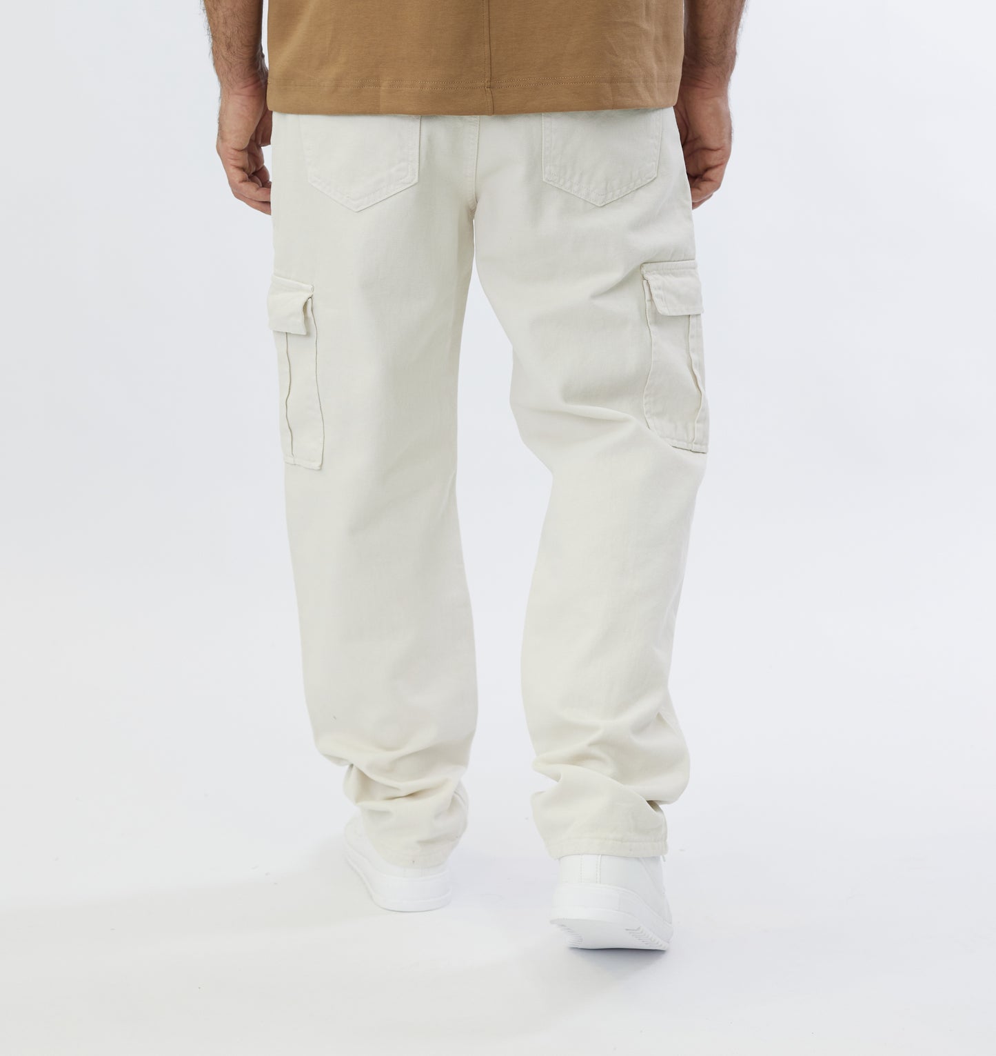 Men's 2-Pocket Cargo Pants Jeans, Baggy Style, Model 5092, Beige, Brown, Olive, Khaki or Cream 