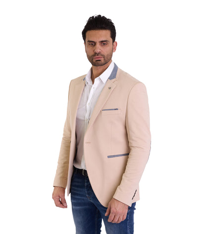 DENIM DISTRIQT Herren Sakko, Jersey Blazer, Slim Fit, Modell DQ1308, Beige