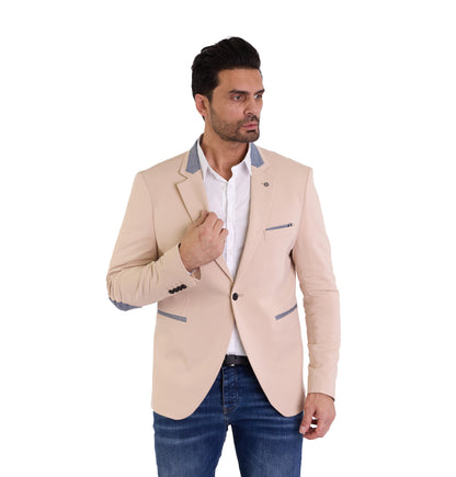 DENIM DISTRIQT Herren Sakko, Jersey Blazer, Slim Fit, Modell DQ1308, Beige