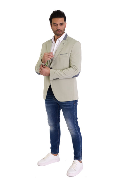 DENIM DISTRIQT Herren Sakko, Jersey Blazer, Slim Fit, Modell DQ1308, Light Moss