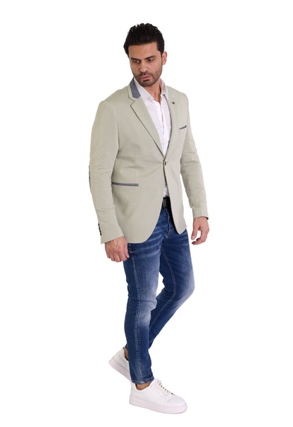 DENIM DISTRIQT Herren Sakko, Jersey Blazer, Slim Fit, Modell DQ1308, Light Moss