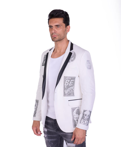 DENIM DISTRIQT Herren Sakko, Jersey Blazer, Strass Motive, Modell DQT6