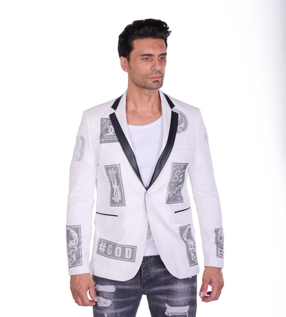 DENIM DISTRIQT Herren Sakko, Jersey Blazer, Strass Motive, Modell DQT6