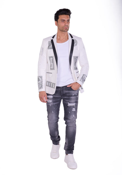 DENIM DISTRIQT Herren Sakko, Jersey Blazer, Strass Motive, Modell DQT6