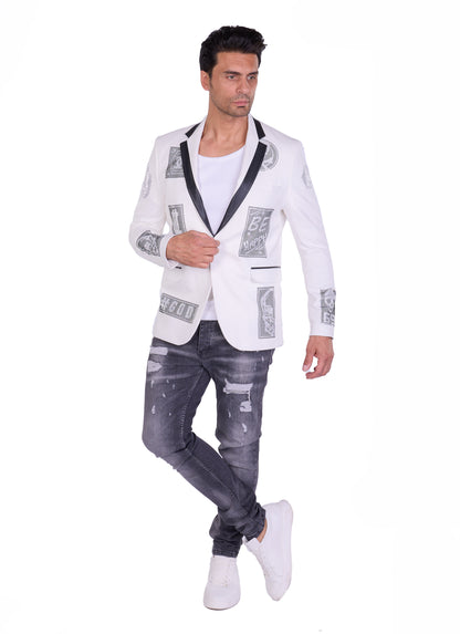 DENIM DISTRIQT Herren Sakko, Jersey Blazer, Strass Motive, Modell DQT6