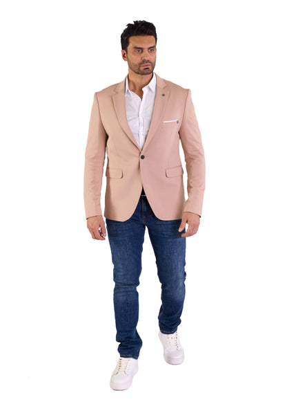 DENIM DISTRIQT Herren Sakko, Sportliches Jersey Sakko, Slim Fit, Modell DQ1307, Beige