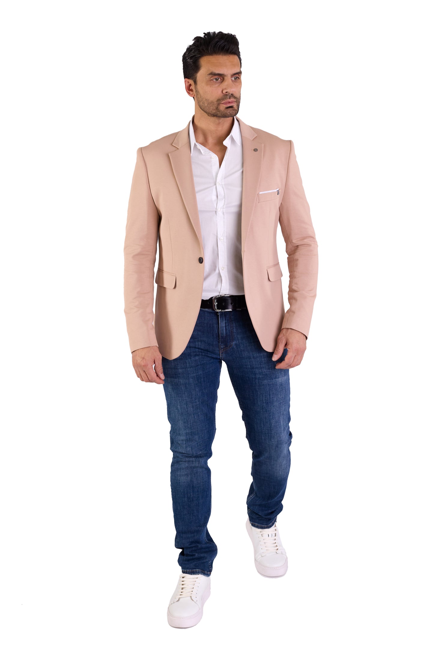 DENIM DISTRIQT Herren Sakko, Sportliches Jersey Sakko, Slim Fit, Modell DQ1307, Beige