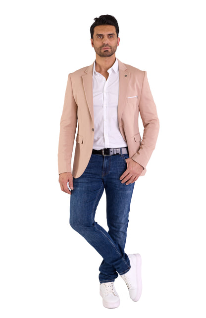 DENIM DISTRIQT Herren Sakko, Sportliches Jersey Sakko, Slim Fit, Modell DQ1307, Beige