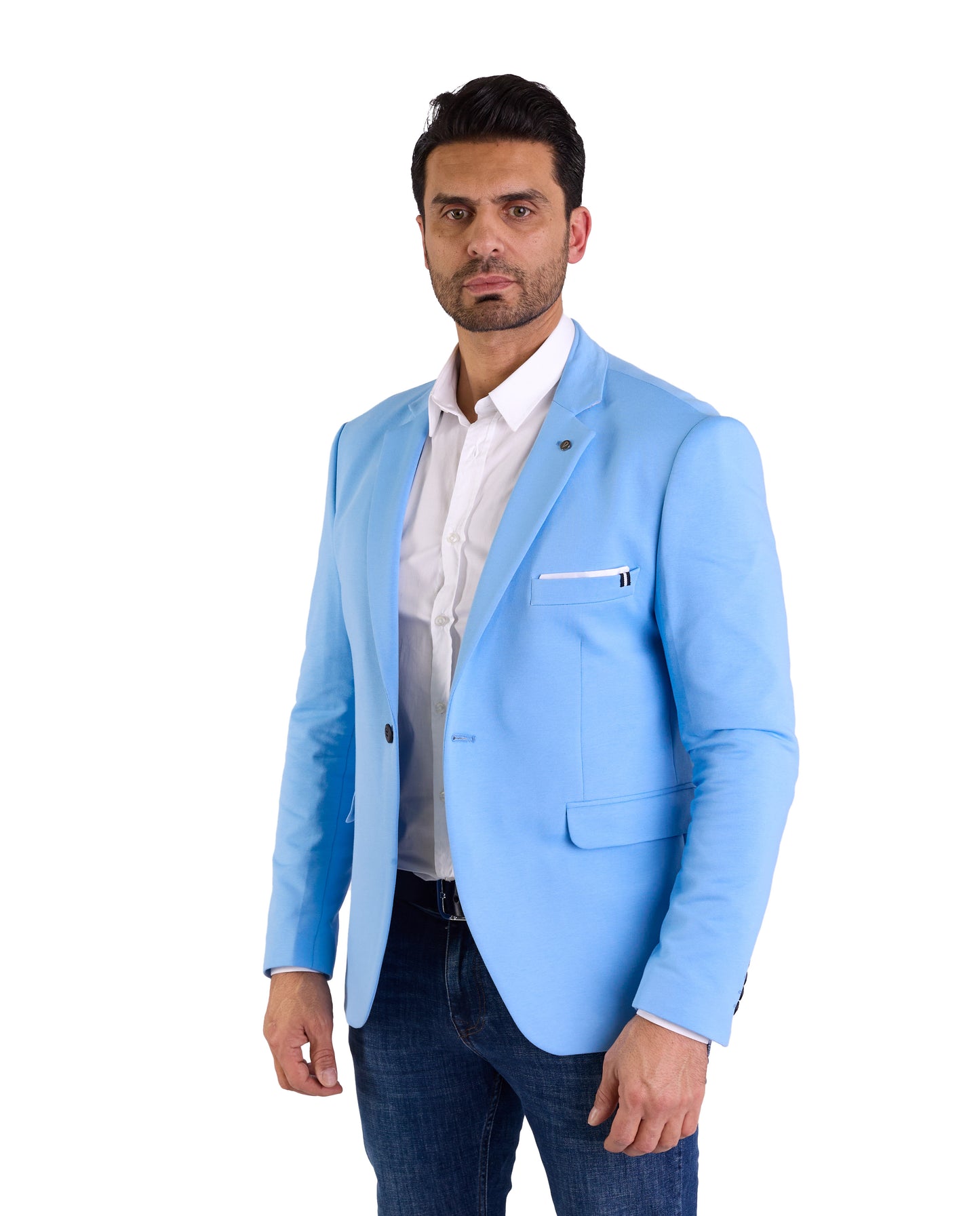 DENIM DISTRIQT Herren Sakko, Sportliches Jersey Sakko, Slim Fit, Modell DQ1307, Azur Blau