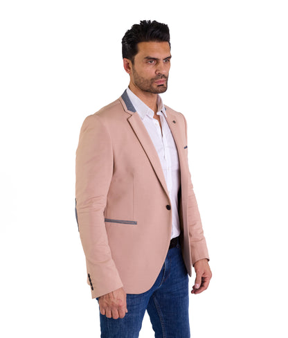 DENIM DISTRIQT Herren Sakko, Jersey Blazer, Slim Fit, Modell DQ1308, Dunkel Beige