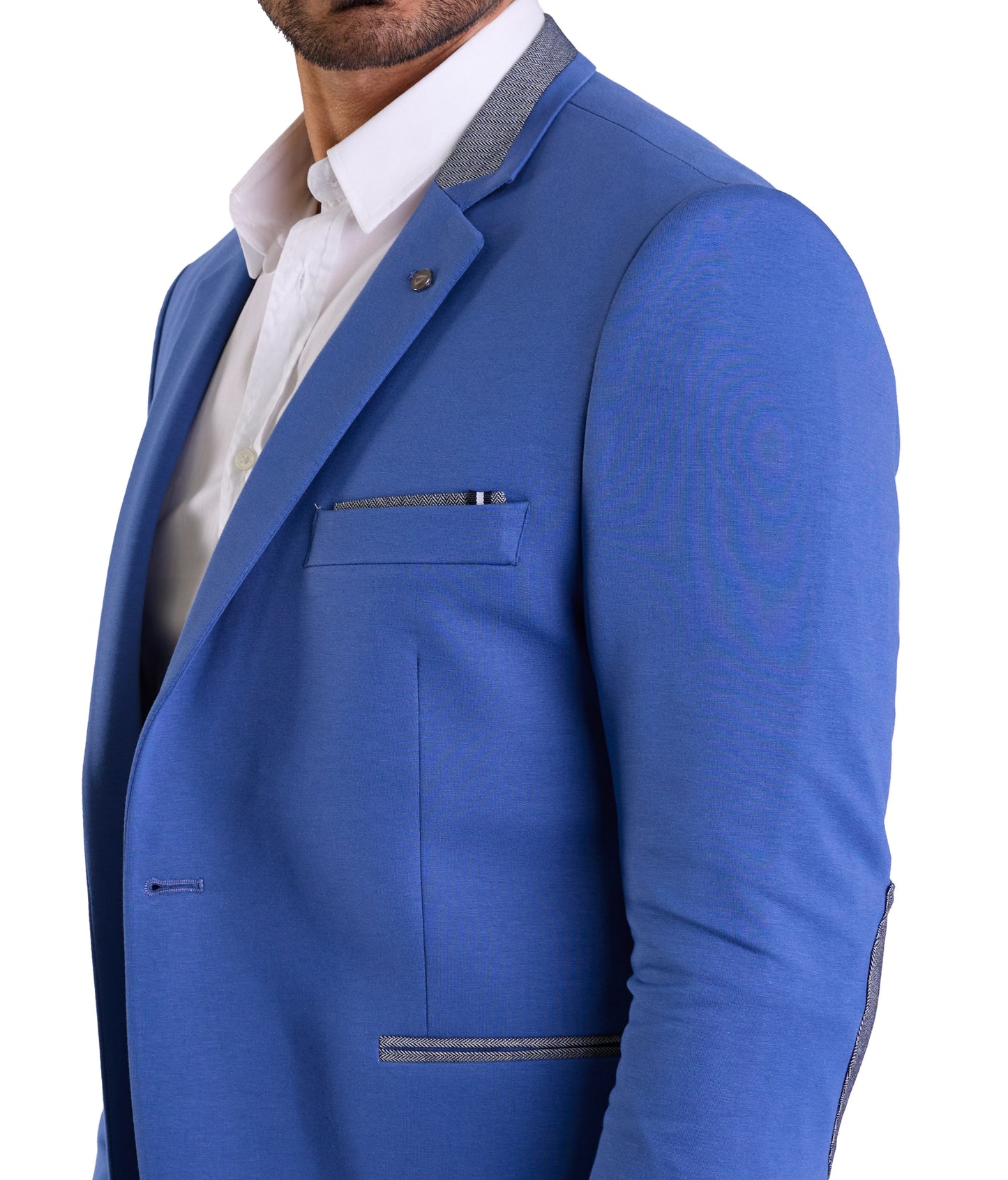 DENIM DISTRIQT Herren Sakko, Jersey Blazer, Slim Fit, Modell DQ1308, Azur Blau