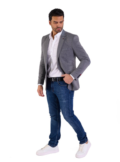 DENIM DISTRIQT Herren Sakko, Jersey Blazer, Slim Fit, Modell DQ1308, Anthrazit