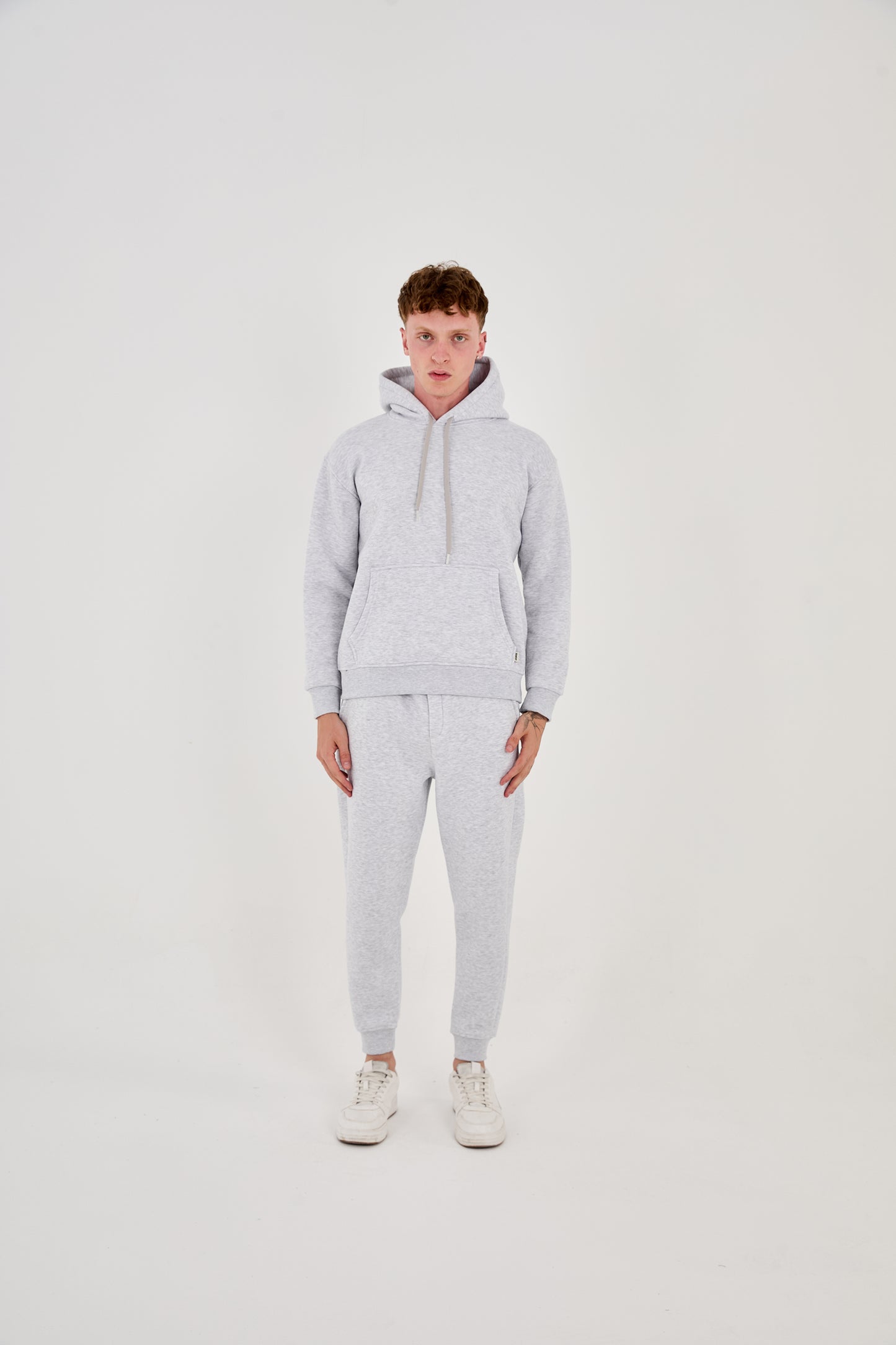 Herren Jogger Kombi Zweiteiler, Hoodie & Jogger Hose,  Relaxed Fit, Modell 2529, Hellgrau