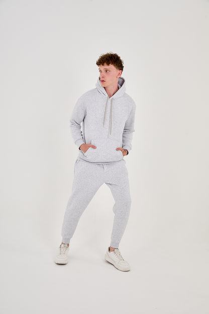 Herren Jogger Kombi Zweiteiler, Hoodie & Jogger Hose,  Relaxed Fit, Modell 2529, Hellgrau