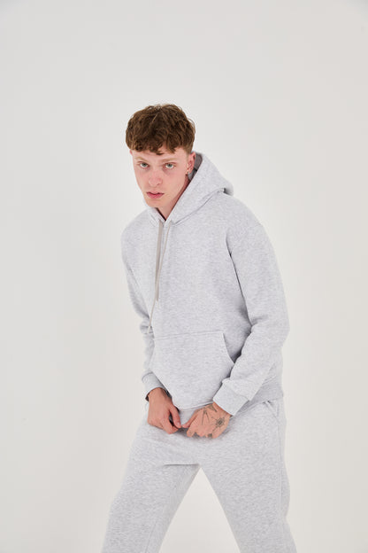 Herren Jogger Kombi Zweiteiler, Hoodie & Jogger Hose,  Relaxed Fit, Modell 2529, Hellgrau