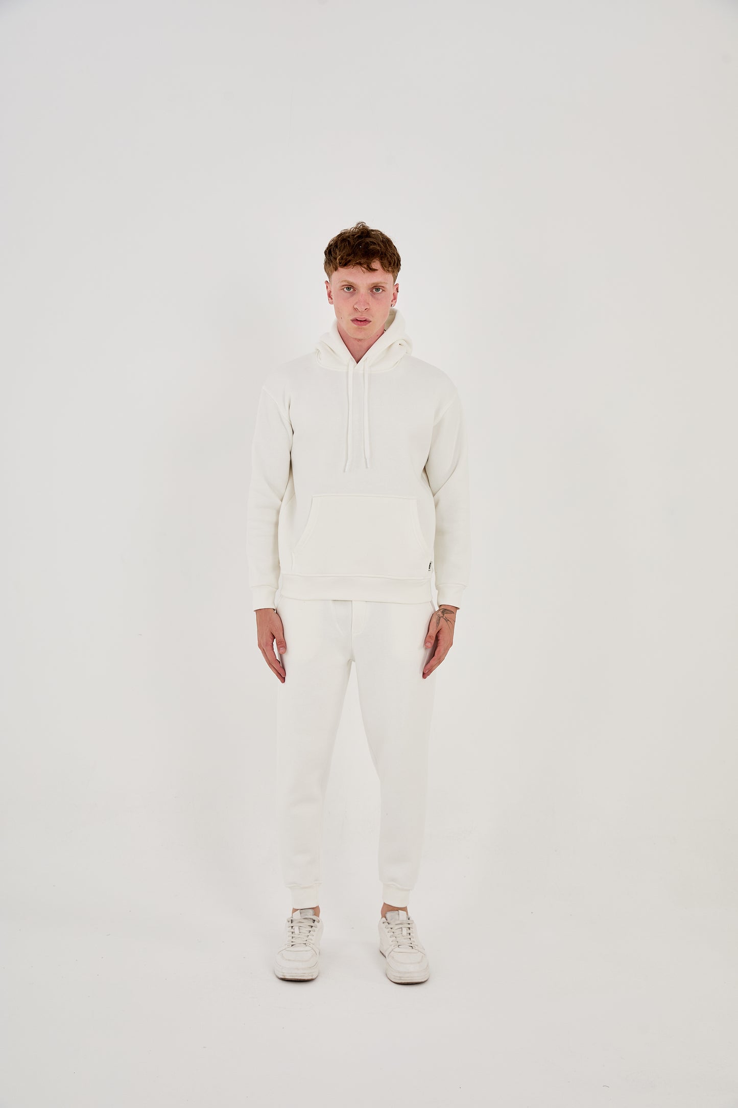 Men's jogger combo two-piece, hoodie &amp; jogger pants, relaxed fit, model 2529, white