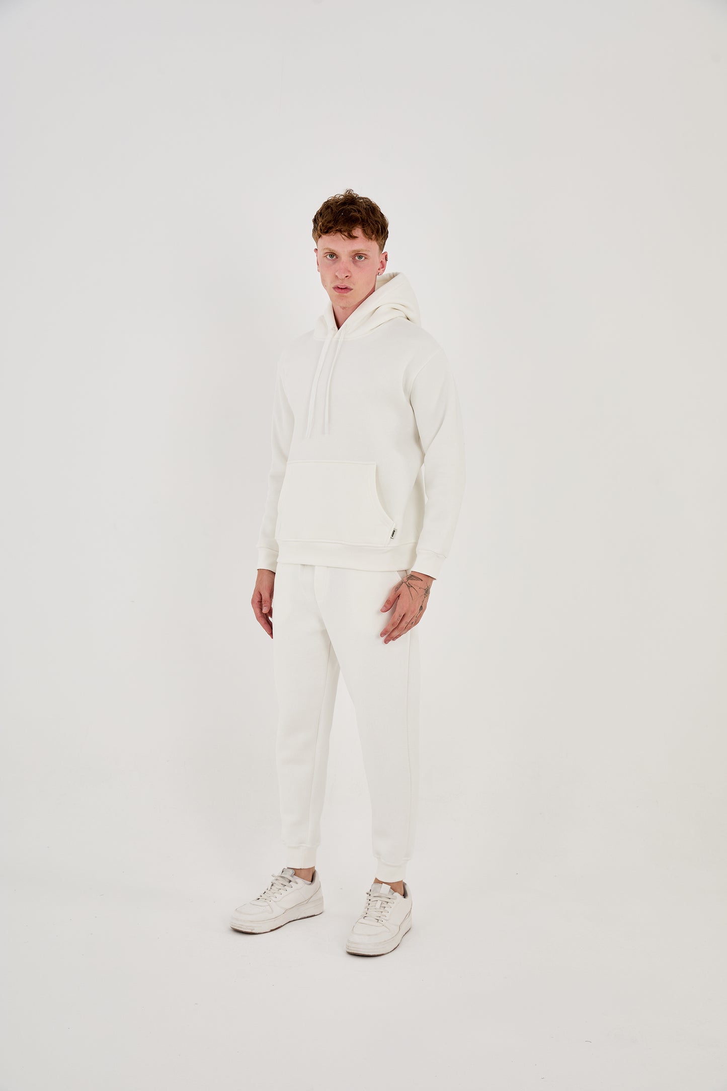 Men's jogger combo two-piece, hoodie &amp; jogger pants, relaxed fit, model 2529, white