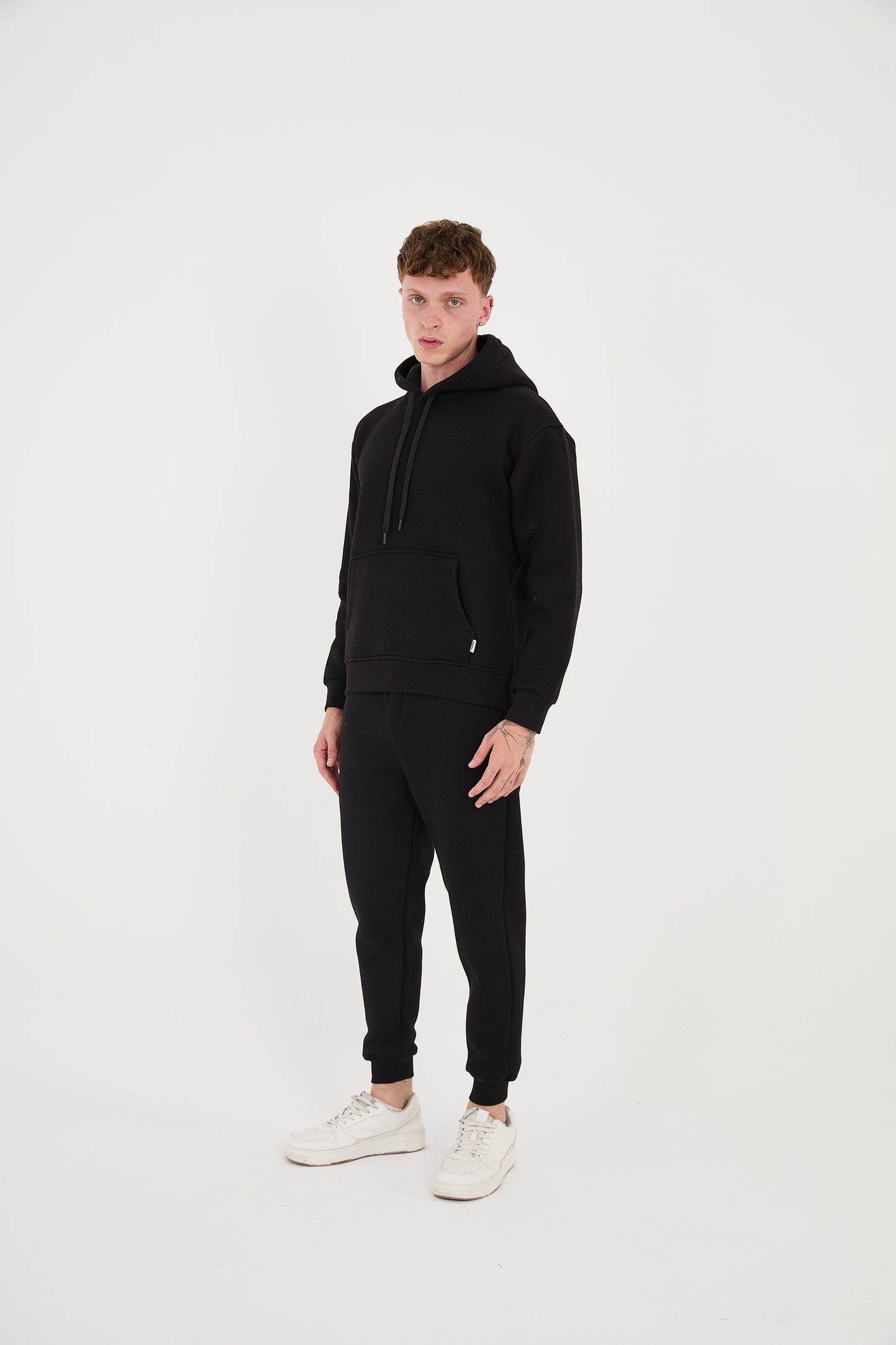 Men's jogger combo two-piece, hoodie &amp; jogger pants, relaxed fit, model 2529, black