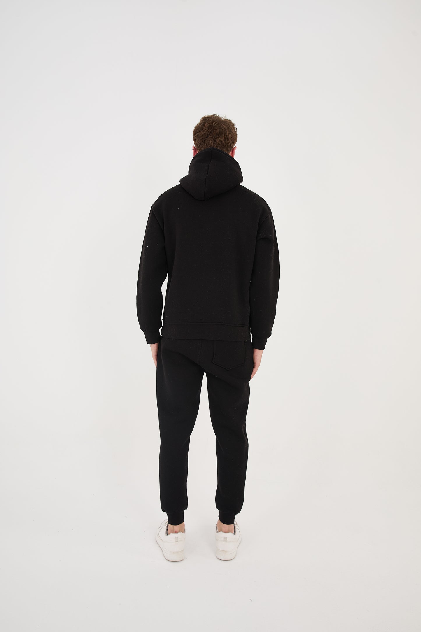 Herren Jogger Kombi Zweiteiler, Hoodie & Jogger Hose,  Relaxed Fit, Modell 2529, Schwarz