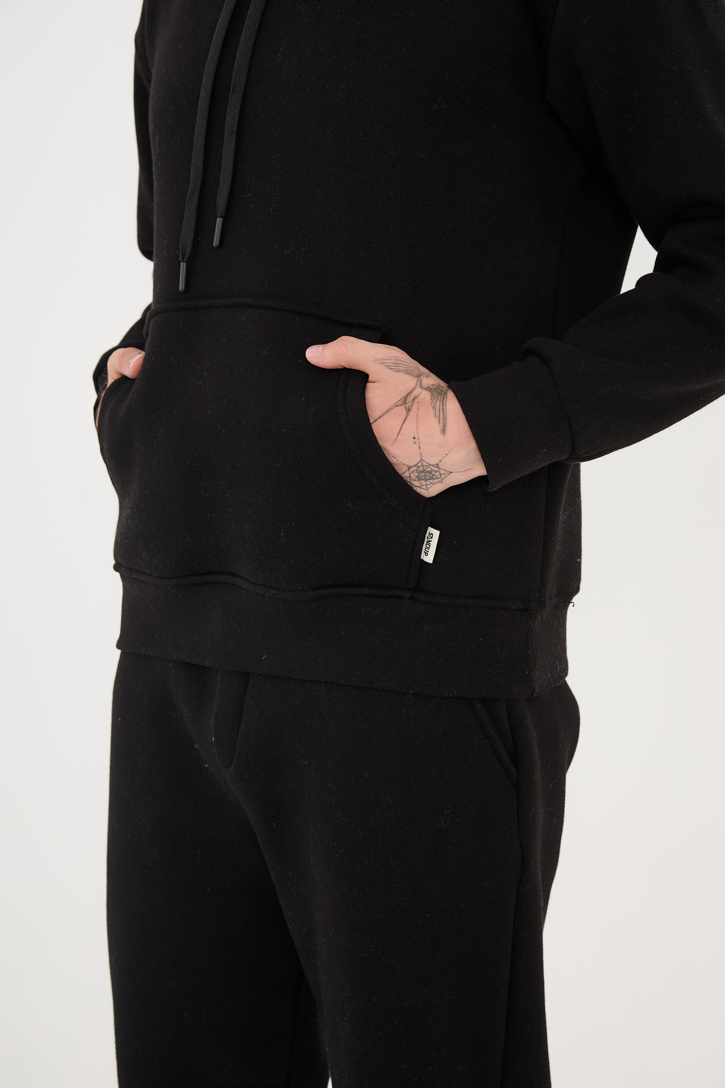 Herren Jogger Kombi Zweiteiler, Hoodie & Jogger Hose,  Relaxed Fit, Modell 2529, Schwarz