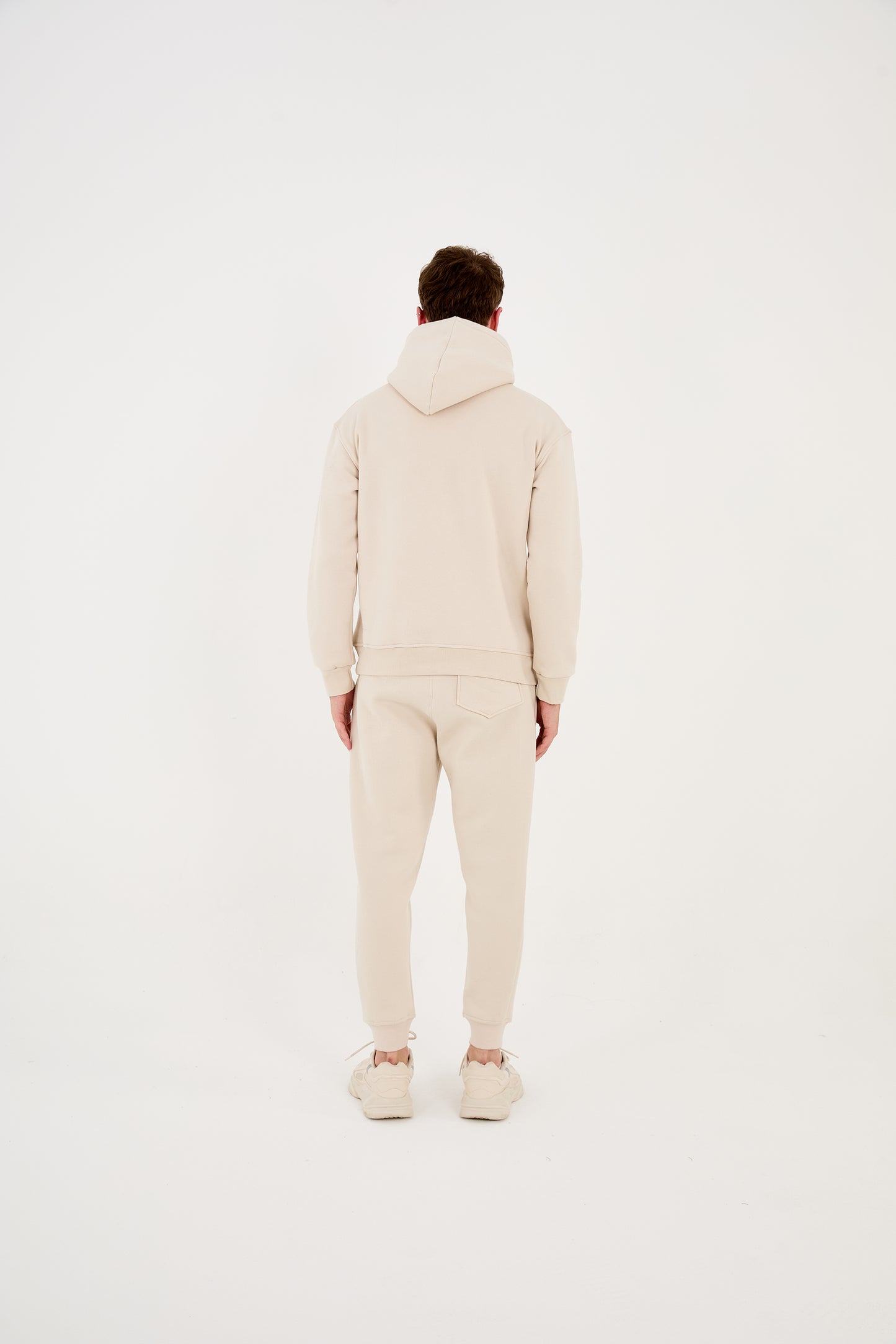 Herren Jogger Kombi Zweiteiler, Hoodie & Jogger Hose,  Relaxed Fit, Modell 2529, Beige