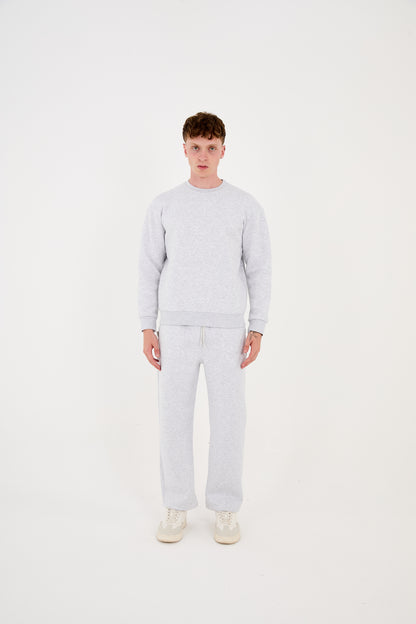 Men's jogger combo two-piece, sweatshirt &amp; jogger pants, relaxed fit, model 2524, light grey