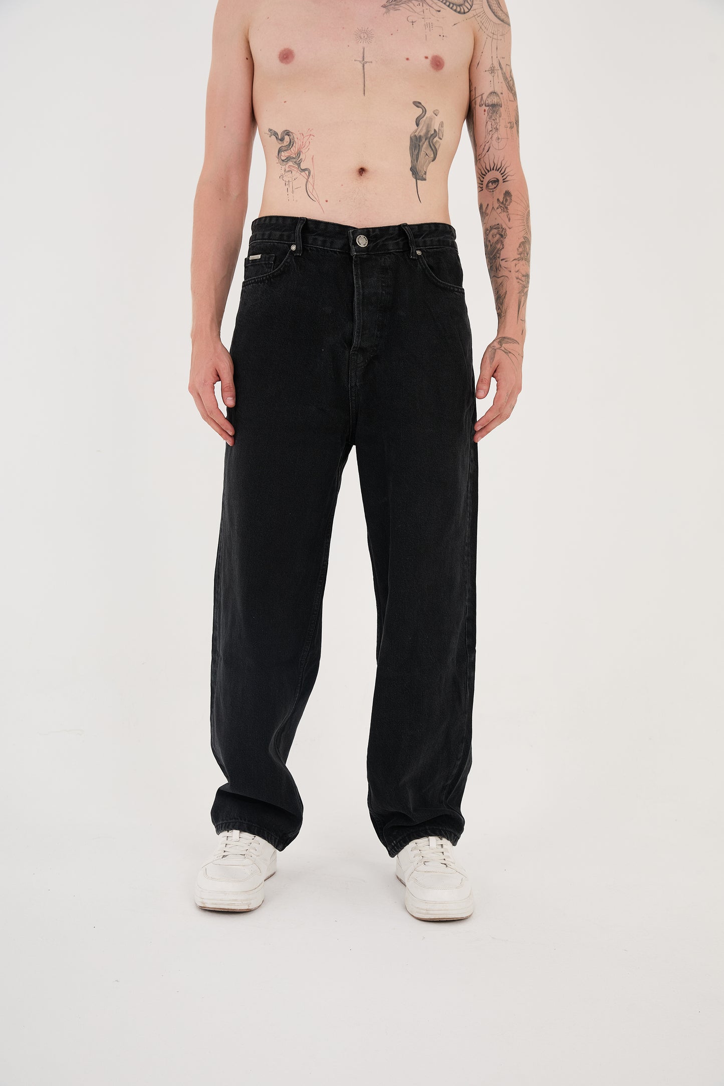 Men's Baggy Jeans, Loose Fit, Model 16877, Black 