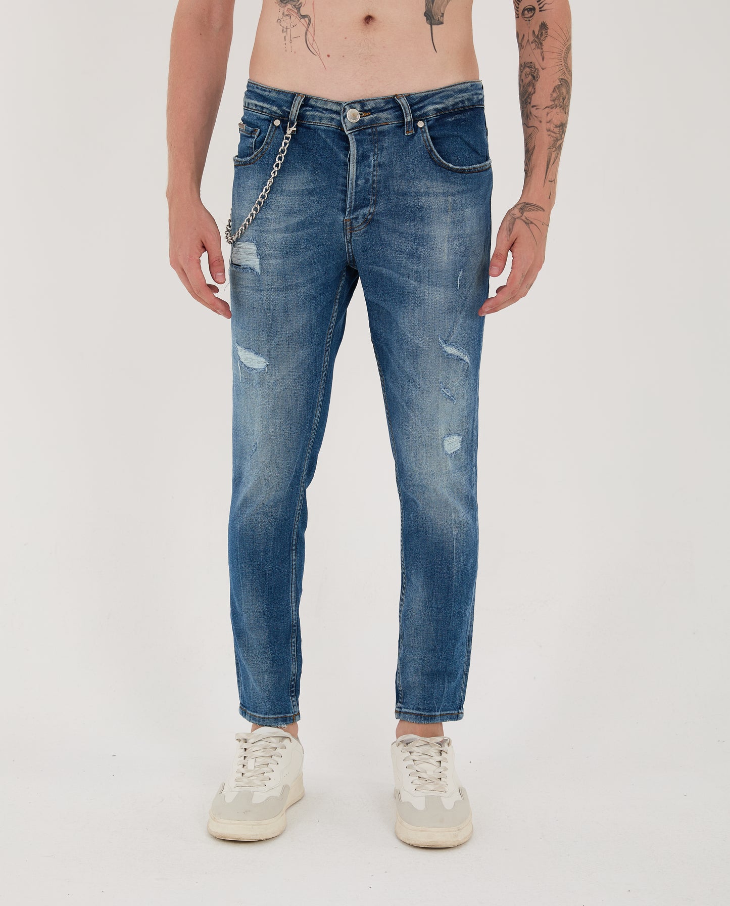 Herren Jeans, Skinny Fit, Destroyed Look, Modell 16140, Blau