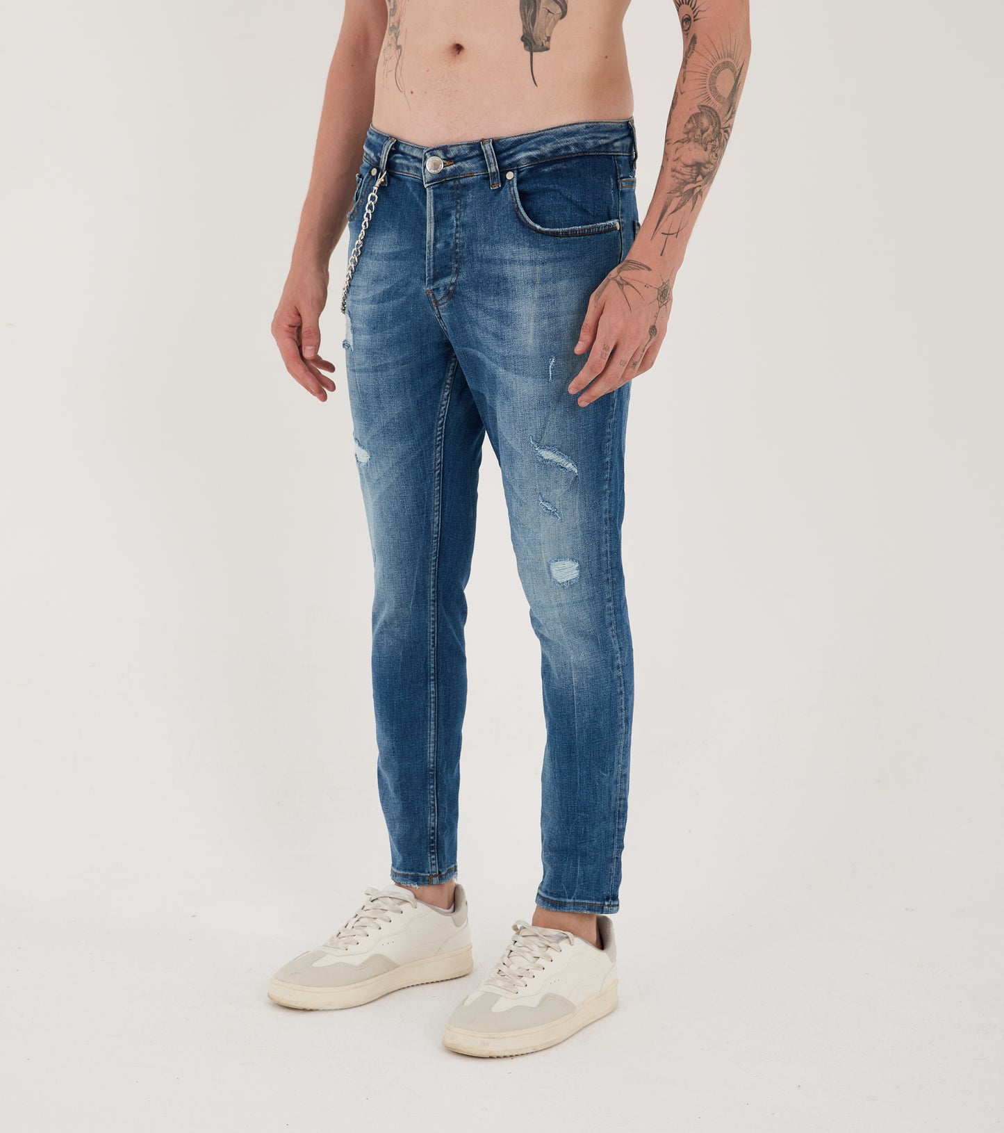 Herren Jeans, Skinny Fit, Destroyed Look, Modell 16140, Blau