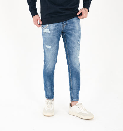 Herren Jeans, Skinny Fit, Destroyed Look, Modell 16140, Blau