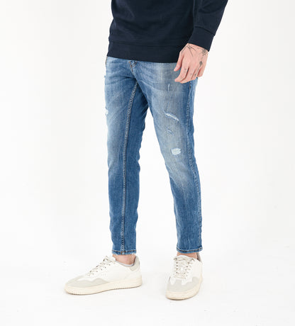 Herren Jeans, Skinny Fit, Destroyed Look, Modell 16140, Blau