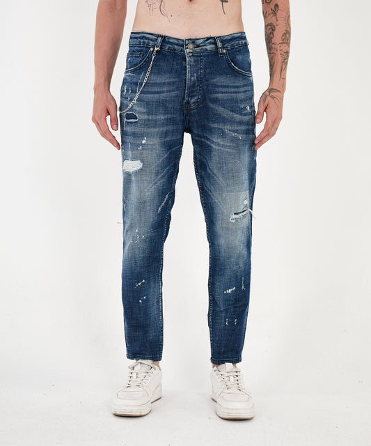 Herren Jeans, Skinny Fit, Biker Look, Modell 6659, Blau