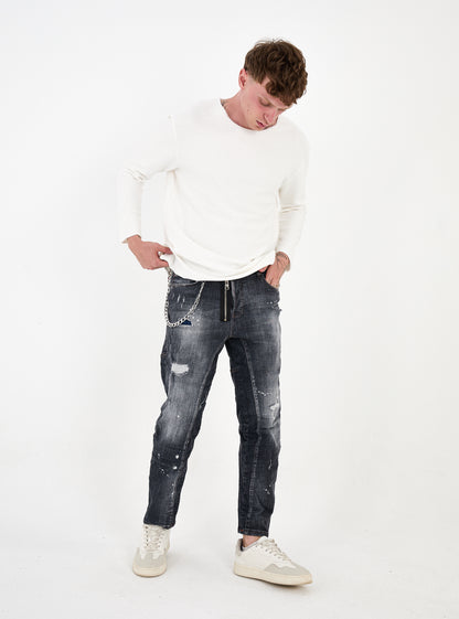 Herren Jeans, Skinny Fit, Destroyed Look, Modell 16403, Dunkelgrau