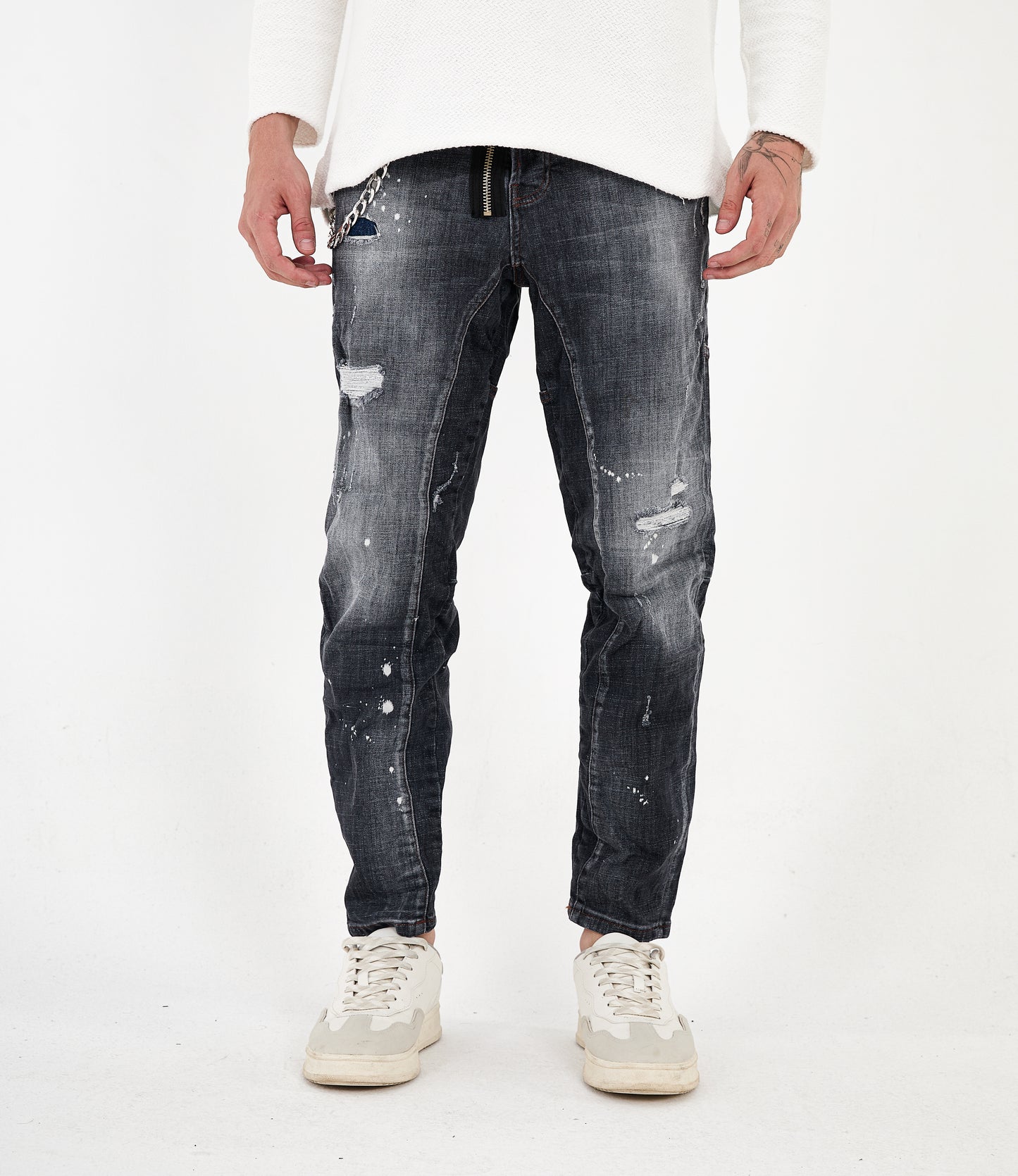 Herren Jeans, Skinny Fit, Destroyed Look, Modell 16403, Dunkelgrau