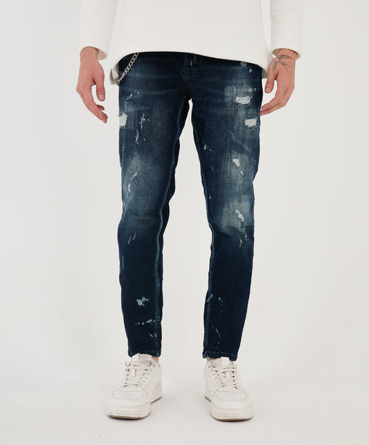 Herren Jeans, Skinny Fit, Destroyed Look, Modell 16480, Dunkelblau