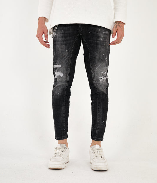 Herren Jeans, Skinny Fit, Destroyed Look, Modell 16680, Dunkelgrau