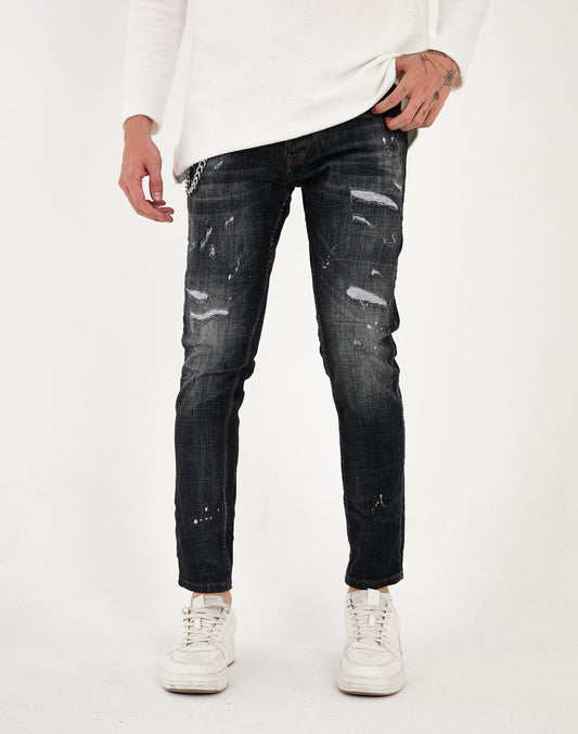 Herren Jeans, Skinny Fit, Destroyed Look, Modell 16432, Dunkelgrau