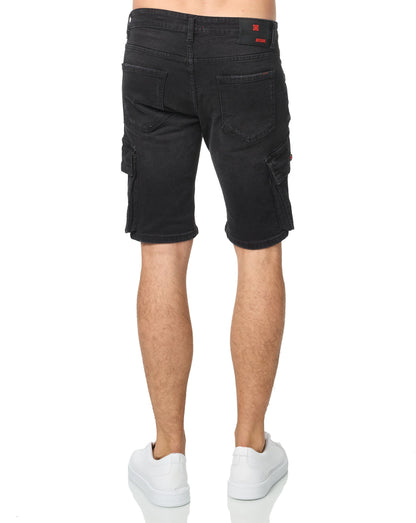 Men's Jeans Shorts, Cargo Style, Slim Fit, Model 1029, Black