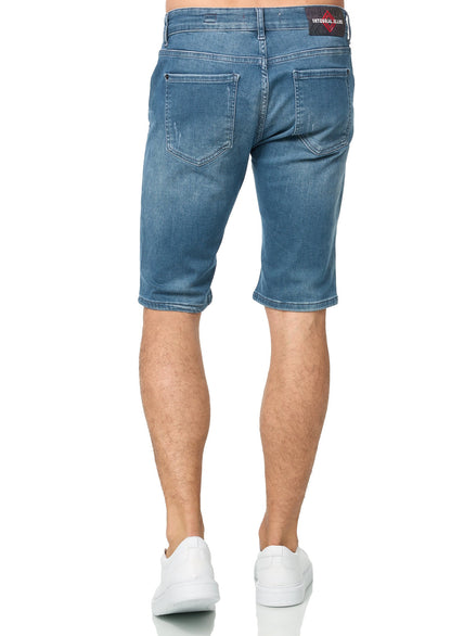 Herren Jeans Shorts , Used Look, Slim Fit, Modell 1031, Blau