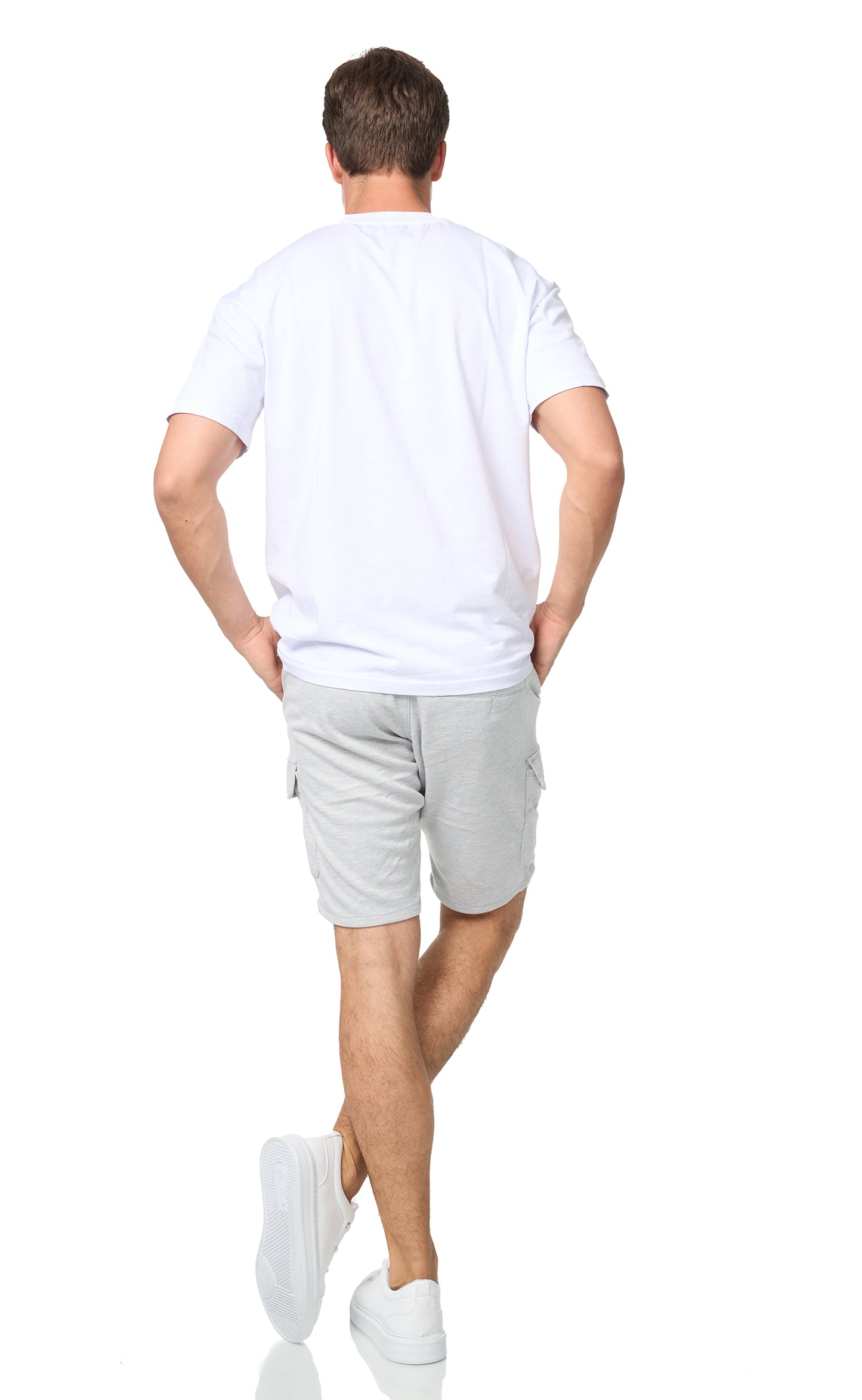 Men's shorts, cargo style, jogger fit, model 1035, light gray 