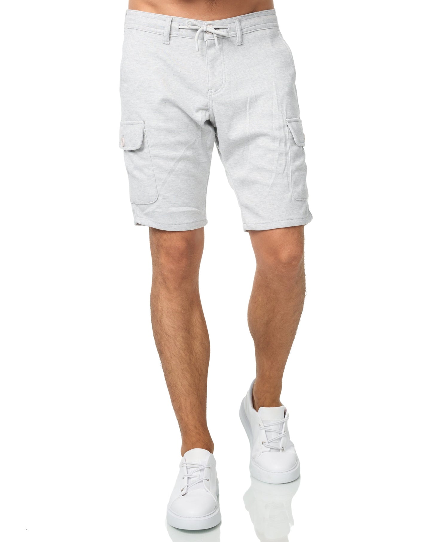 Herren Cargo Stoff Bermudahose  Hellgrau