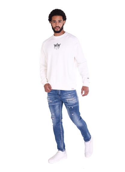 Herren Sweatshirt mit Bestickung Slim Fit, Modell DQ KB104, Beige, Grün, Braun und Schwarz