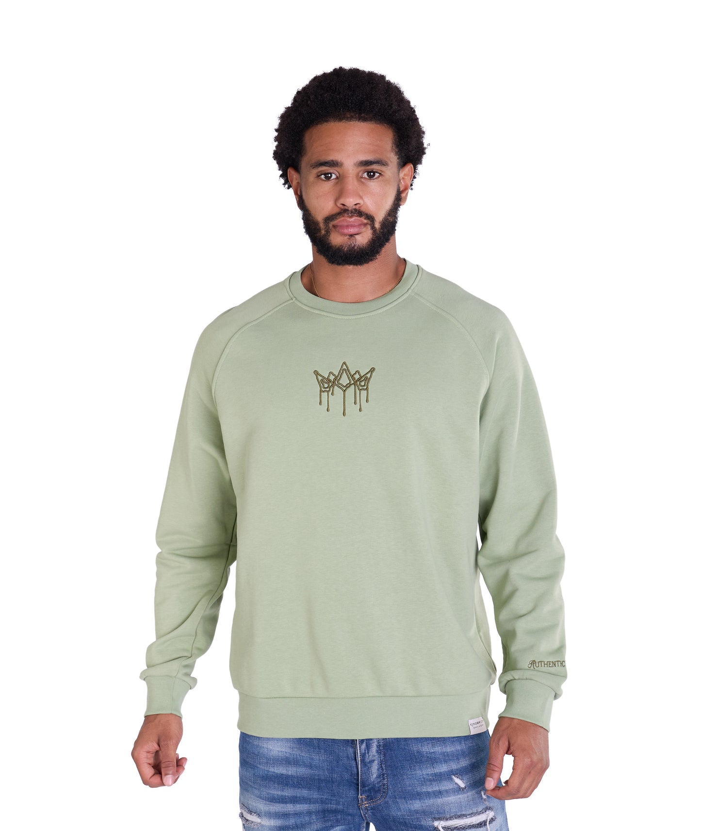 Herren Sweatshirt mit Bestickung Slim Fit, Modell DQ KB104, Beige, Grün, Braun und Schwarz