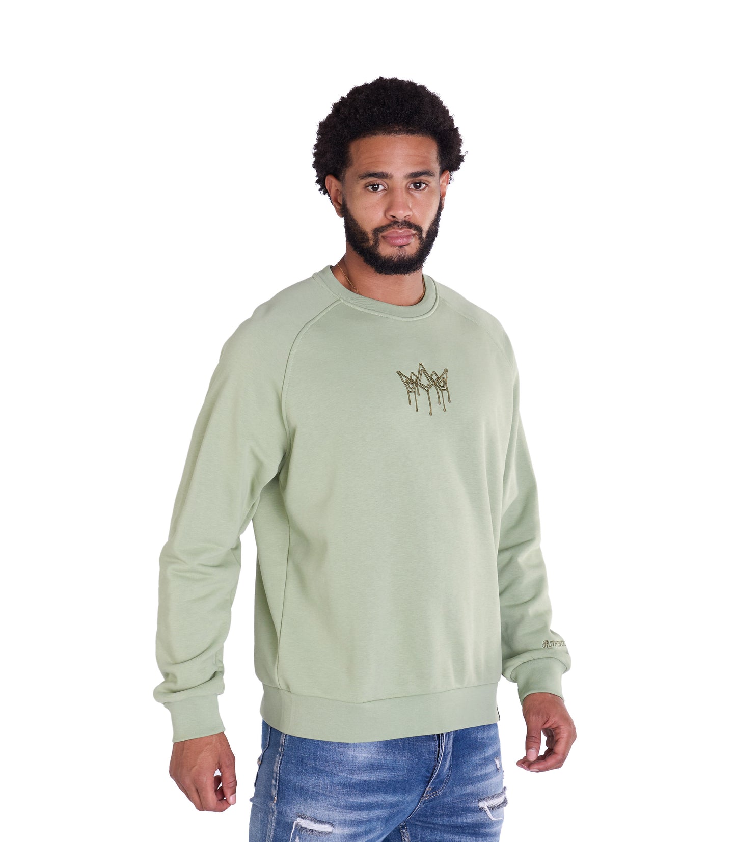 Herren Sweatshirt mit Bestickung Slim Fit, Modell DQ KB104, Beige, Grün, Braun und Schwarz