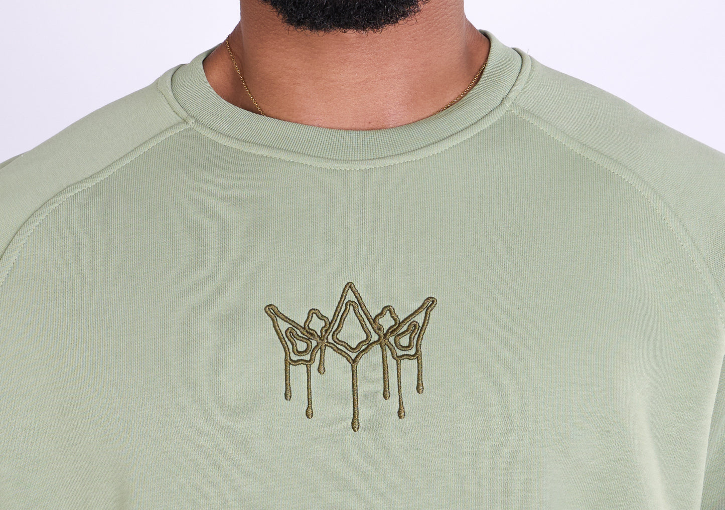 Herren Sweatshirt mit Bestickung Slim Fit, Modell DQ KB104, Beige, Grün, Braun und Schwarz