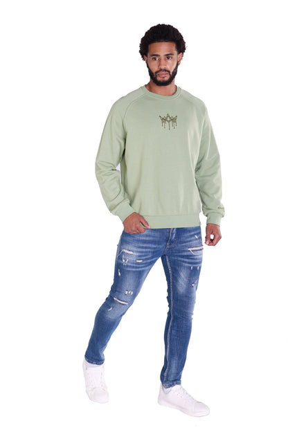 Herren Sweatshirt mit Bestickung Slim Fit, Modell DQ KB104, Beige, Grün, Braun und Schwarz
