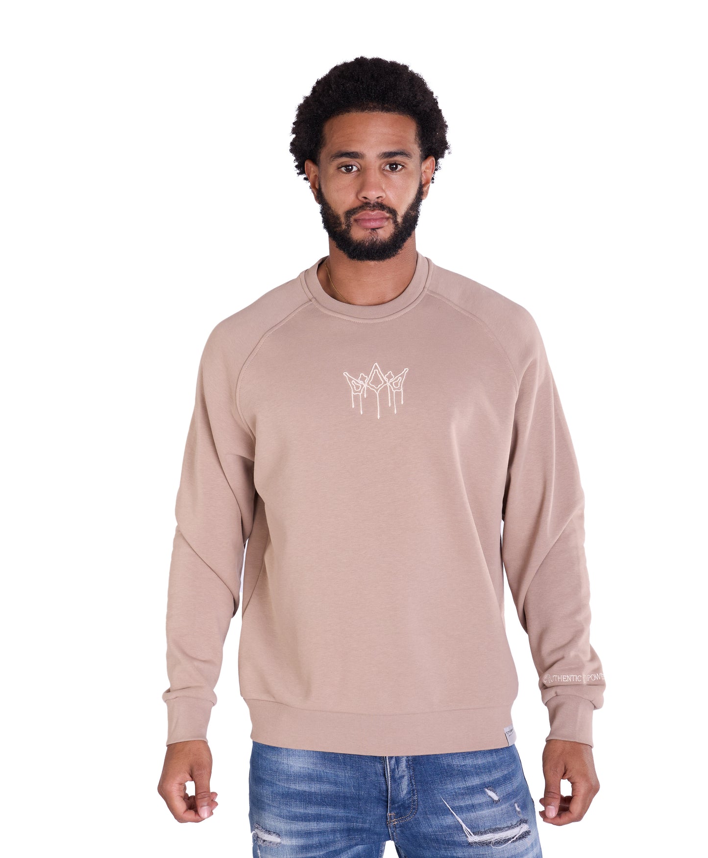 Herren Sweatshirt mit Bestickung Slim Fit, Modell DQ KB104, Beige, Grün, Braun und Schwarz